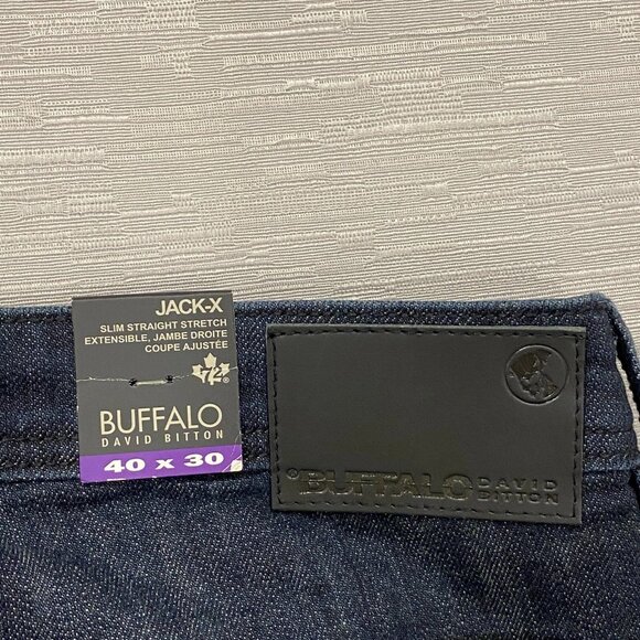 Buffalo David Bitton Jack-X Jeans Mens 40 x 30 Slim Fit Straight Dark Wash Denim - Picture 4 of 10
